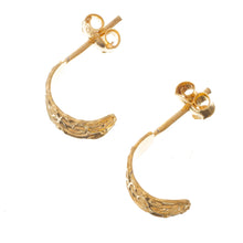 Load image into Gallery viewer, Gold Plated Sterling Silver Half-Hoop Earrings from Peru - Sidereal Beauty | NOVICA