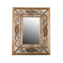 Load image into Gallery viewer, Floral Reverse-Painted Glass Wall Mirror from Peru - Regal Majesty | NOVICA