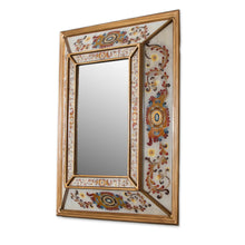 Load image into Gallery viewer, Floral Reverse-Painted Glass Wall Mirror from Peru - Regal Majesty | NOVICA