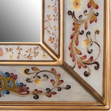 Load image into Gallery viewer, Floral Reverse-Painted Glass Wall Mirror from Peru - Regal Majesty | NOVICA
