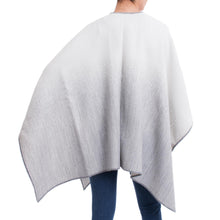 Load image into Gallery viewer, Reversible Alpaca Blend Ruana in Ash and Snow White - Andean Wind in White | NOVICA