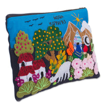 Load image into Gallery viewer, Andean Couple Colorful Cotton Blend AppliquŽ Pencil Case - „oka Kuyayki | NOVICA