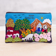 Load image into Gallery viewer, Andean Couple Colorful Cotton Blend AppliquŽ Pencil Case - „oka Kuyayki | NOVICA