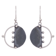 Load image into Gallery viewer, Circular Modern Sterling Silver Dangle Earrings from Peru - Modern Cosmos | NOVICA