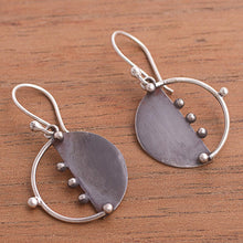 Load image into Gallery viewer, Circular Modern Sterling Silver Dangle Earrings from Peru - Modern Cosmos | NOVICA