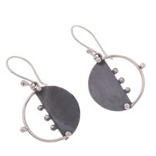 Load image into Gallery viewer, Circular Modern Sterling Silver Dangle Earrings from Peru - Modern Cosmos | NOVICA