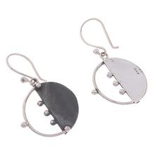 Load image into Gallery viewer, Circular Modern Sterling Silver Dangle Earrings from Peru - Modern Cosmos | NOVICA