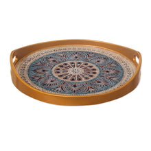 Load image into Gallery viewer, Circular Reverse-Painted Glass Tray (12 Inch) - Heart Mandala | NOVICA