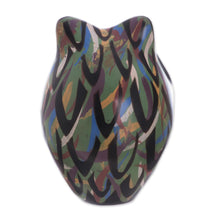 Load image into Gallery viewer, Chulucanas Ceramic Owl Figurine in Green from Peru - Green Chulucanas Sentinel | NOVICA