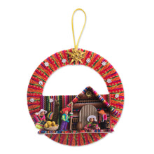 Load image into Gallery viewer, Fabric Nativity Scene Ornament Handcrafted in Peru - Happiness in the Andes | NOVICA