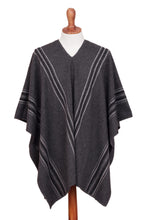 Load image into Gallery viewer, Men's Alpaca Blend Poncho in Graphite from Peru - Chic Andes in Graphite | NOVICA