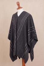 Load image into Gallery viewer, Men's Alpaca Blend Poncho in Graphite from Peru - Chic Andes in Graphite | NOVICA