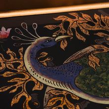 Load image into Gallery viewer, Handcrafted Colorful Peacock Reverse-Painted Glass Tray - Peacock Presentation | NOVICA