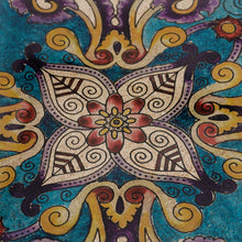 Load image into Gallery viewer, Floral Reverse-Painted Glass Tray in Blue from Peru - Enchanting Flowers in Blue | NOVICA