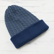 Load image into Gallery viewer, Men's Alpaca Blend Knit Hat in Azure from Peru - The Bells of Huancayo in Azure | NOVICA