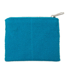 Load image into Gallery viewer, Embroidered Floral Turquoise Coin Purse - Floral Keeper in Turquoise | NOVICA