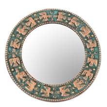 Load image into Gallery viewer, Bird Motif Copper Wall Mirror Crafted in Peru - Pre-Hispanic Birds | NOVICA