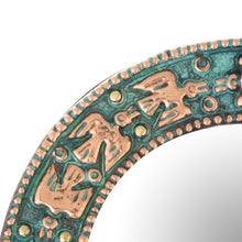 Load image into Gallery viewer, Bird Motif Copper Wall Mirror Crafted in Peru - Pre-Hispanic Birds | NOVICA