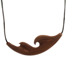 Load image into Gallery viewer, Wave Pattern Reclaimed Wood Pendant Necklace from Peru - Eco Wave | NOVICA
