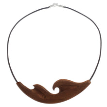 Load image into Gallery viewer, Wave Pattern Reclaimed Wood Pendant Necklace from Peru - Eco Wave | NOVICA