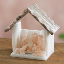Load image into Gallery viewer, Hand-Carved Alabaster Mini Nativity Scene Sculpture - Nativity Manger | NOVICA