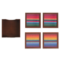 Load image into Gallery viewer, Glass and Wood Coasters with Woven Accent (Set of 4) - Andean Muse | NOVICA