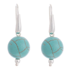 Load image into Gallery viewer, Sterling Silver Recon. Turquoise Dangle Earrings from Peru - Turquoise Mystic | NOVICA