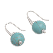 Load image into Gallery viewer, Sterling Silver Recon. Turquoise Dangle Earrings from Peru - Turquoise Mystic | NOVICA