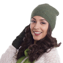 Load image into Gallery viewer, 100% Baby Alpaca Hat in Avocado from Peru - Avocado Honeycomb | NOVICA