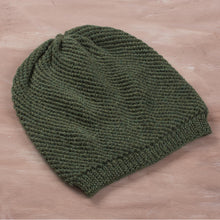 Load image into Gallery viewer, 100% Baby Alpaca Hat in Avocado from Peru - Avocado Honeycomb | NOVICA