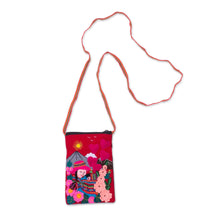 Load image into Gallery viewer, Handcrafted Arpillera Cotton Blend Cell Phone Bag from Peru - Mama of the Andes | NOVICA