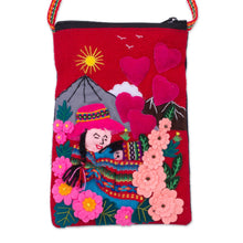 Load image into Gallery viewer, Handcrafted Arpillera Cotton Blend Cell Phone Bag from Peru - Mama of the Andes | NOVICA