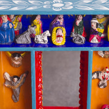 Load image into Gallery viewer, Nativity-Themed Wood and Ceramic Wall Mirror from Peru - Nativity Reflection | NOVICA