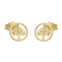 Load image into Gallery viewer, Tree Motif 18k Gold Plated Sterling Silver Stud Earrings - Arbor Halos | NOVICA