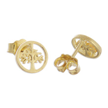 Load image into Gallery viewer, Tree Motif 18k Gold Plated Sterling Silver Stud Earrings - Arbor Halos | NOVICA