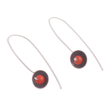 Load image into Gallery viewer, Red-Orange Agate and Sterling Silver Drop Earrings from Peru - Wondrous Galaxy in Red-Orange | NOVICA