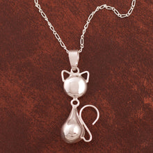 Load image into Gallery viewer, Peruvian Cat Sterling Silver Pendant Necklace - Delightful Cat | NOVICA