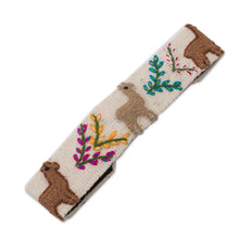 Load image into Gallery viewer, Llama Pattern Wool Headband in Alabaster from Peru - Llama Procession | NOVICA