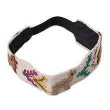 Load image into Gallery viewer, Llama Pattern Wool Headband in Alabaster from Peru - Llama Procession | NOVICA