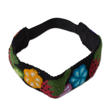 Load image into Gallery viewer, Floral and Strawberry Pattern Wool Headband from Peru - Flowers and Strawberries | NOVICA