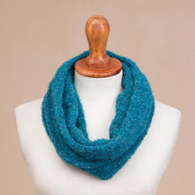 Load image into Gallery viewer, Alpaca Blend Neck Warmer in Solid Teal from Peru - Divine Warmth in Teal | NOVICA