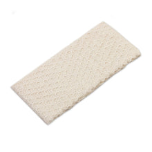 Load image into Gallery viewer, Off-White 100% Baby Alpaca Honeycomb Pattern Knit Headband - Wavelength in Alabaster | NOVICA