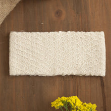 Load image into Gallery viewer, Off-White 100% Baby Alpaca Honeycomb Pattern Knit Headband - Wavelength in Alabaster | NOVICA