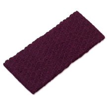 Load image into Gallery viewer, Boysenberry 100% Baby Alpaca Honeycomb Pattern Knit Headband - Wavelength in Boysenberry | NOVICA