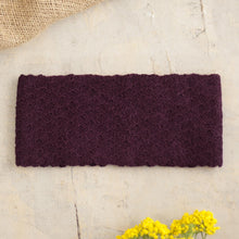Load image into Gallery viewer, Boysenberry 100% Baby Alpaca Honeycomb Pattern Knit Headband - Wavelength in Boysenberry | NOVICA