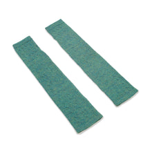 Load image into Gallery viewer, Green 100% Baby Alpaca Cable Knit Fingerless Mitts - Luscious Twist in Emerald | NOVICA