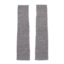 Load image into Gallery viewer, Grey 100% Baby Alpaca Cable Knit Fingerless Mitts from Peru - Luscious Twist in Grey | NOVICA