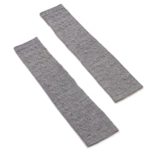 Load image into Gallery viewer, Grey 100% Baby Alpaca Cable Knit Fingerless Mitts from Peru - Luscious Twist in Grey | NOVICA