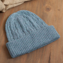 Load image into Gallery viewer, Robin's Egg Blue 100% Alpaca Soft Cable Knit Hat from Peru - Comfy in Blue | NOVICA