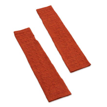 Load image into Gallery viewer, 100% Baby Alpaca Orange Knit Fingerless Mitts From Peru - Luscious Twist in Orange | NOVICA